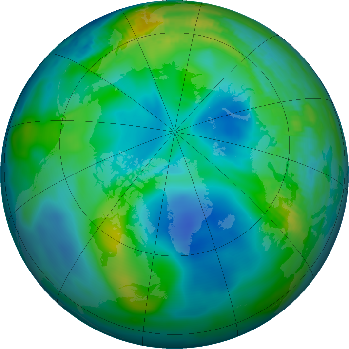 Arctic ozone map for 17 November 1999